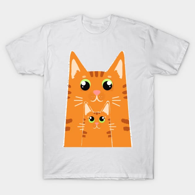 Ginger Family Daddy Cat and baby cat T-Shirt by SusanaDesigns